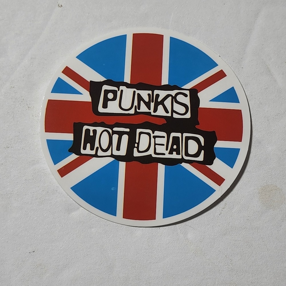 Punks Not Dead UK Flag Music Vinyl Sticker Decal 2.5 Inch Round